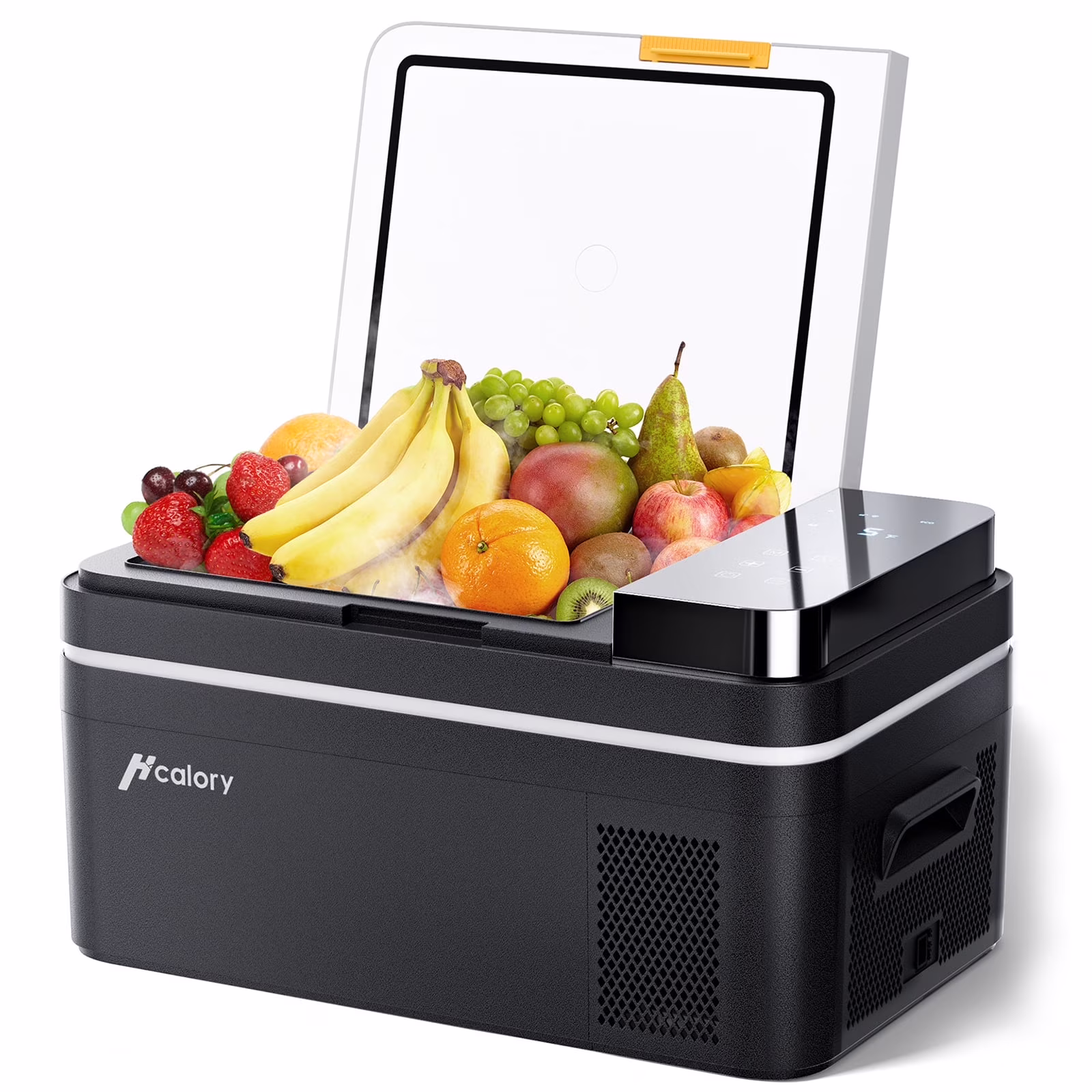 Hcalory 21L Car Refrigerator, 22 Qt Portable Freezer with Compressor, 12/24V DC & 110-240V AC Electric Cooler, -4-H-68-H Cooling Range for Car Truck RV Camping and Home Use, Black