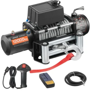 VEVOR Electric Winch, 12000 lbs Load Capacity, 12V DC Truck Winch with Φ7/20 in x 85 ft Steel Rope, Wireless & Wired Remote Control, Suitable for Towing SUV Jeep Trailer Boat Off-Road Vehicle